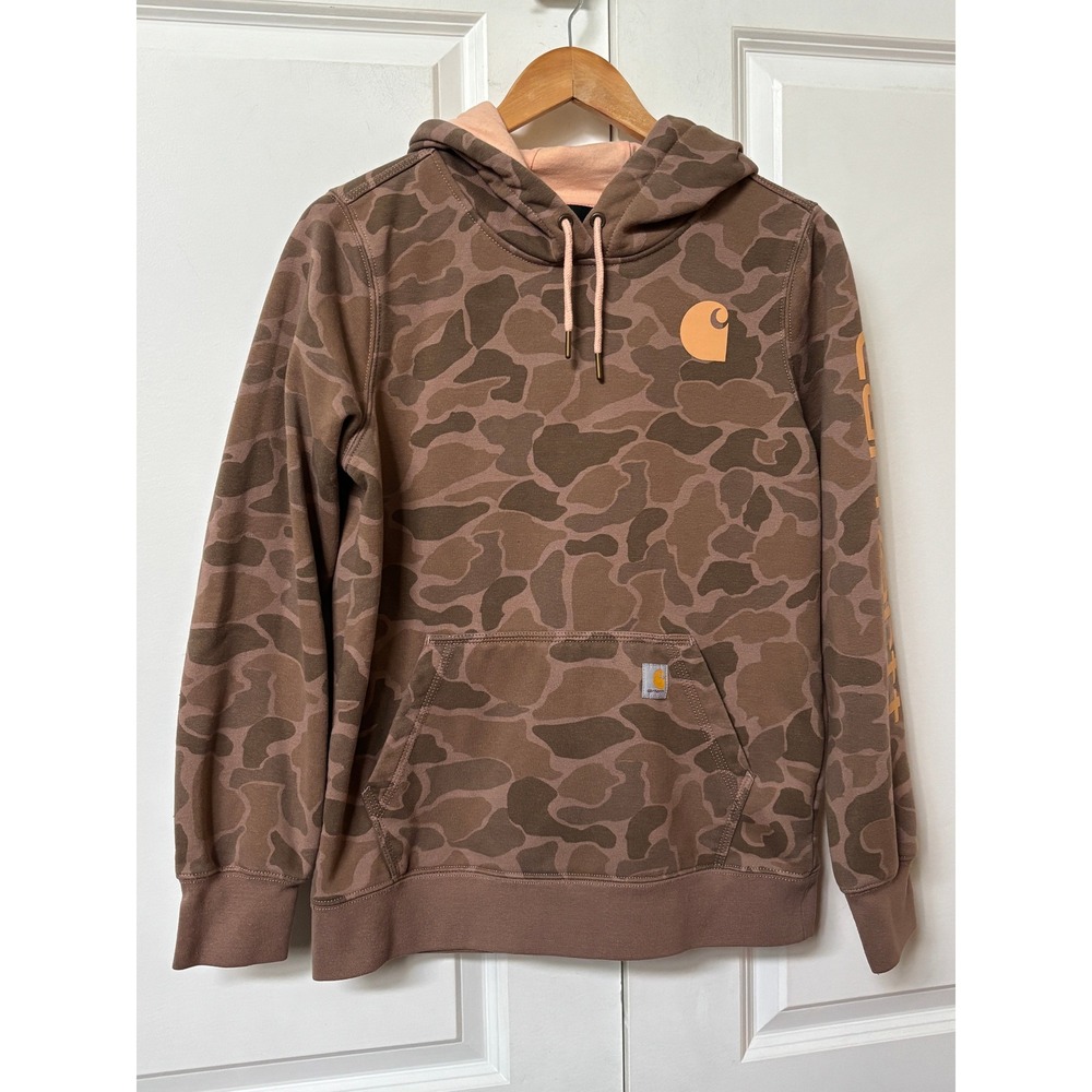 Carhartt Relaxed Fit Midweight Logo Sleeve Graphic Camo Sweatshirt Womens S - Picture 2 of 9